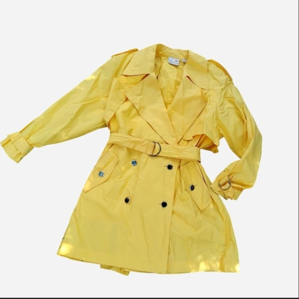 Vintage Yellow Trench Coat By Liz Claiborne